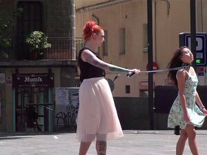 Tied Up And Suspended Babe Fucked In Public. Colared And Leashed Petite Curly Haired Slave Disgraced In Public Then In Full Bar In Rope Suspension Fucked And Made To Licks Ass To Mistress