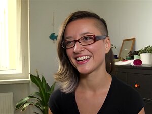 Ersties: Cute Brunette Hair Playgirl Fingers Her Bald Snatch