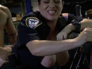 Mechanic Shop Owner Is Convinced Into Drilling Milf Cops Coochies. Mechanic Shop Owner Running A Chop Shop Is Busted By Milf Cops Who Make Him Drill Their Coochies Deep And Hard While Moaning With Pleasure As They Cum Visit BlacksBusted For Much More