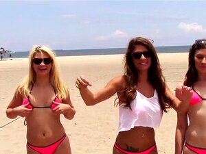 Four Sexy Sluts Playing Olympics The Anal Games On The Beach