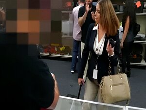 Horny Busty Woman Fucked In The Backroom For A Plane Ticket