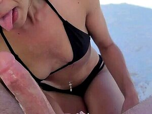 Hot Petite Latina Babe Gives A Sloppy Bj On The Beach. Sexy Petite  Brunette Latina Gives A Sloppy Blowjob And Swallows Hot Cum