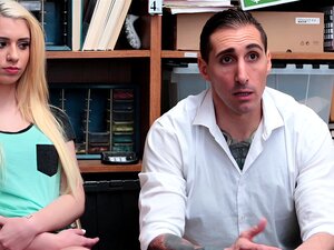 Cute Blonde Cutie Thief Joseline Kelly With Small Tits Got Caught And Fucked By A Perverted Security Guard To Avoid Jail Next To Her Stepdad