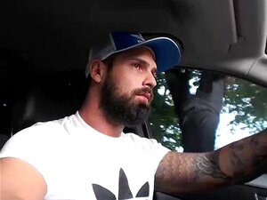 Bearded Tattooed Guy Jerking Off