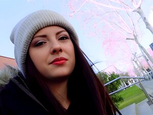 Stranger Talks With Sexy Brunette Italian Schoolgirl Rebecca Volpetti Outdoor Between Her Classes And Then For Money Fucks Her Throat And Pussy Behind College