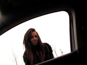 Skinny black haired teen Gina Devine fucked in the backseat