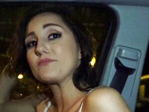 Small Tittied Cutie Fucks Stranger, Small Tittied Brunette Cutie Takes Her Panties Aside And Gets Huge Dick From Stranger In His Car Then Sucks Him And Licks Balls Till Gets Facial Pov In Public