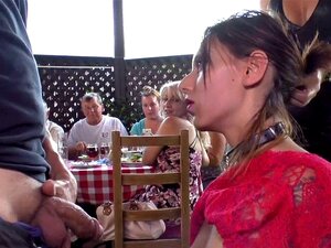 Euro Babe Fuck In Restaurant. Euro Brunette Babe Sandy Ink Disgraced In Public By Mistress In Leather Black Dress Then In Restaurant Made To Suck And Fuck Strangers Big Dick Porn