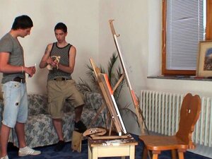 Färska Pojkar Knullar Naken Gammal Dam Från Båda Sidor