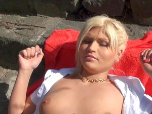 Sunbathing Blonde Beauty Sucks And Rides A Cock For Money, Amateur Blonde Beauty Kitty Rich Sunbathing By The Danube, This Guy Waked In And Offered Her Money To Show Her Tits. She Accept The Offer And To Earn Extra Money She Sucked And Fucked This Dude's C